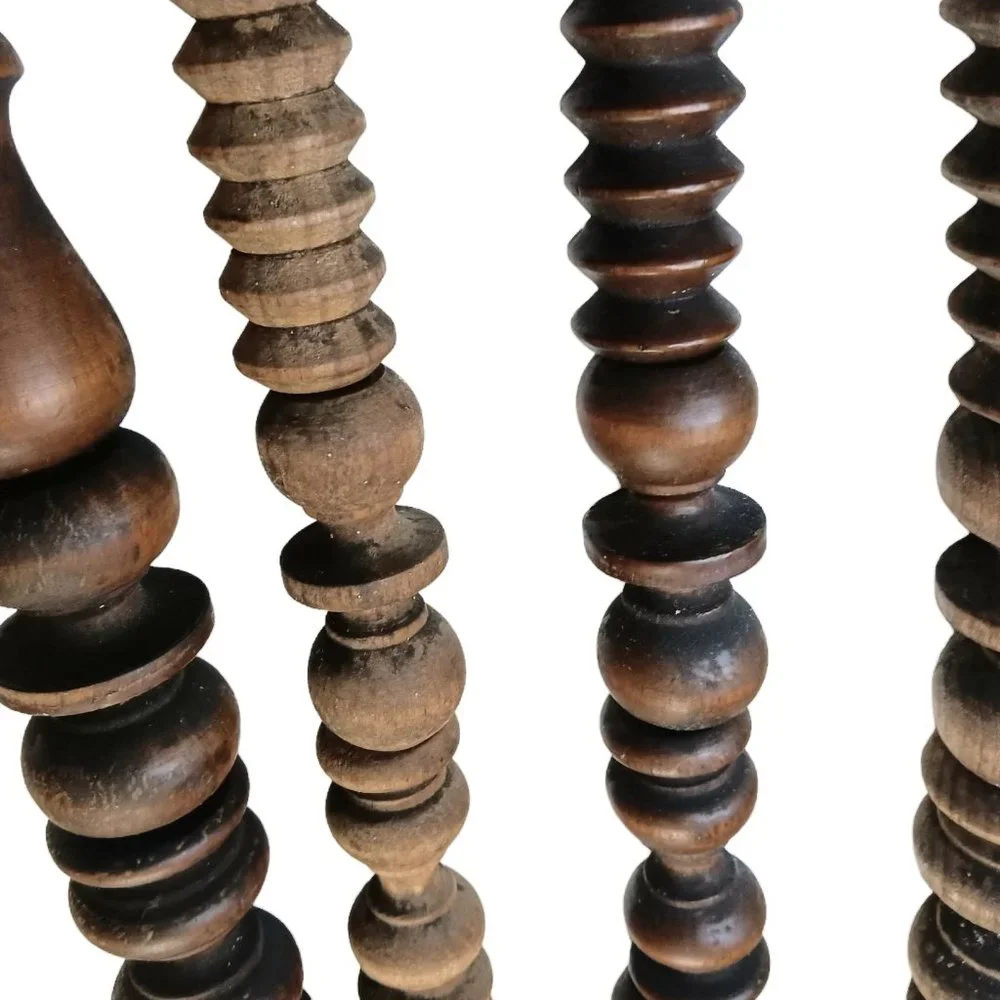 Carved Hardwood Spindle Beads Wall Decor Outdoor Yard Art